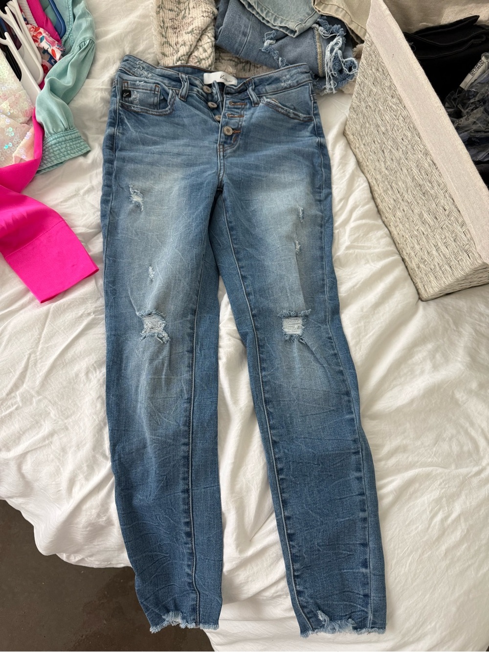 KanCan Distressed Skinny Jeans in Light Blue Wash